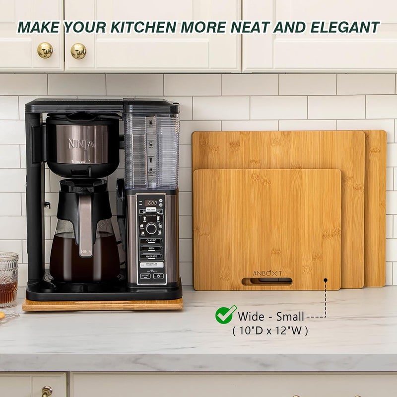 ANBOXIT Bamboo Appliance Slider, Sliding Tray for Coffee Maker, Kitchen Countertop Appliance Rolling Tray, Coffee Pot Slider Tray with Rubber Wheels, Wide - Small (10"D x 12"W) - Image 4